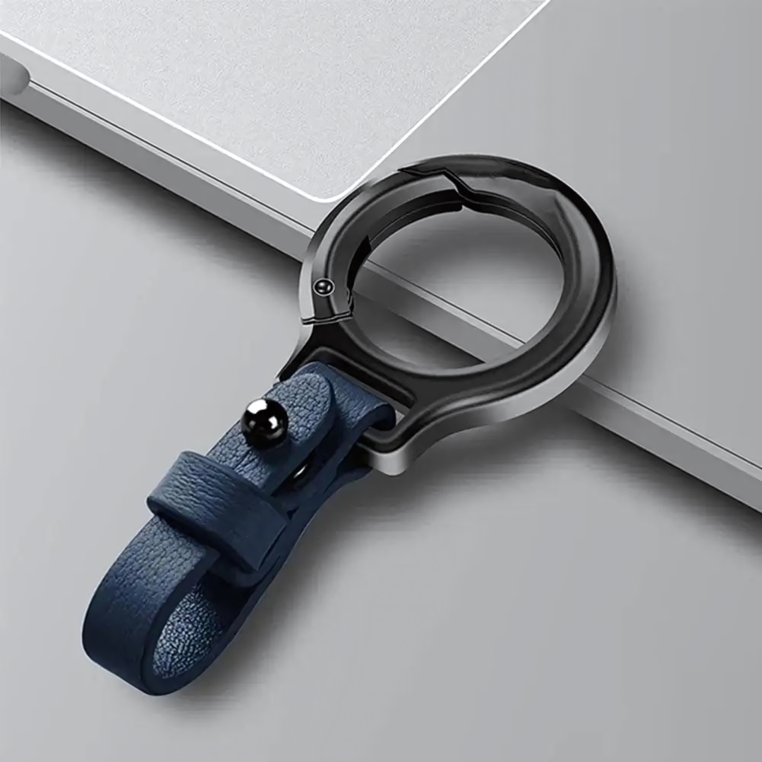Titanium Alloy Car Keychain Cowhide Leather Waist Belt Buckle