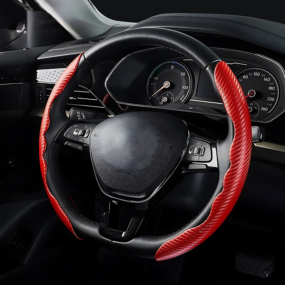 38 cm Universal Carbon Fiber Leather Car Steering Cover Ultra Thin Non-Slip