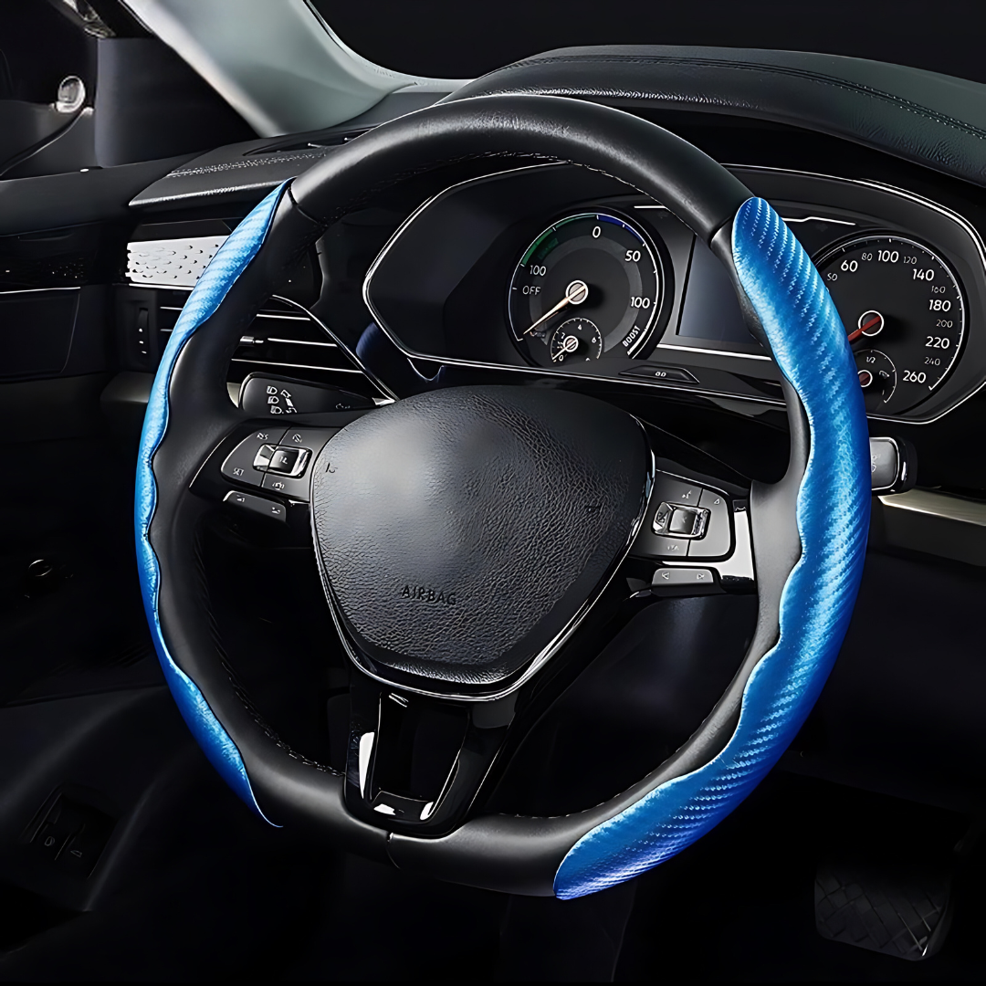 38 cm Universal Carbon Fiber Leather Car Steering Cover Ultra Thin Non-Slip
