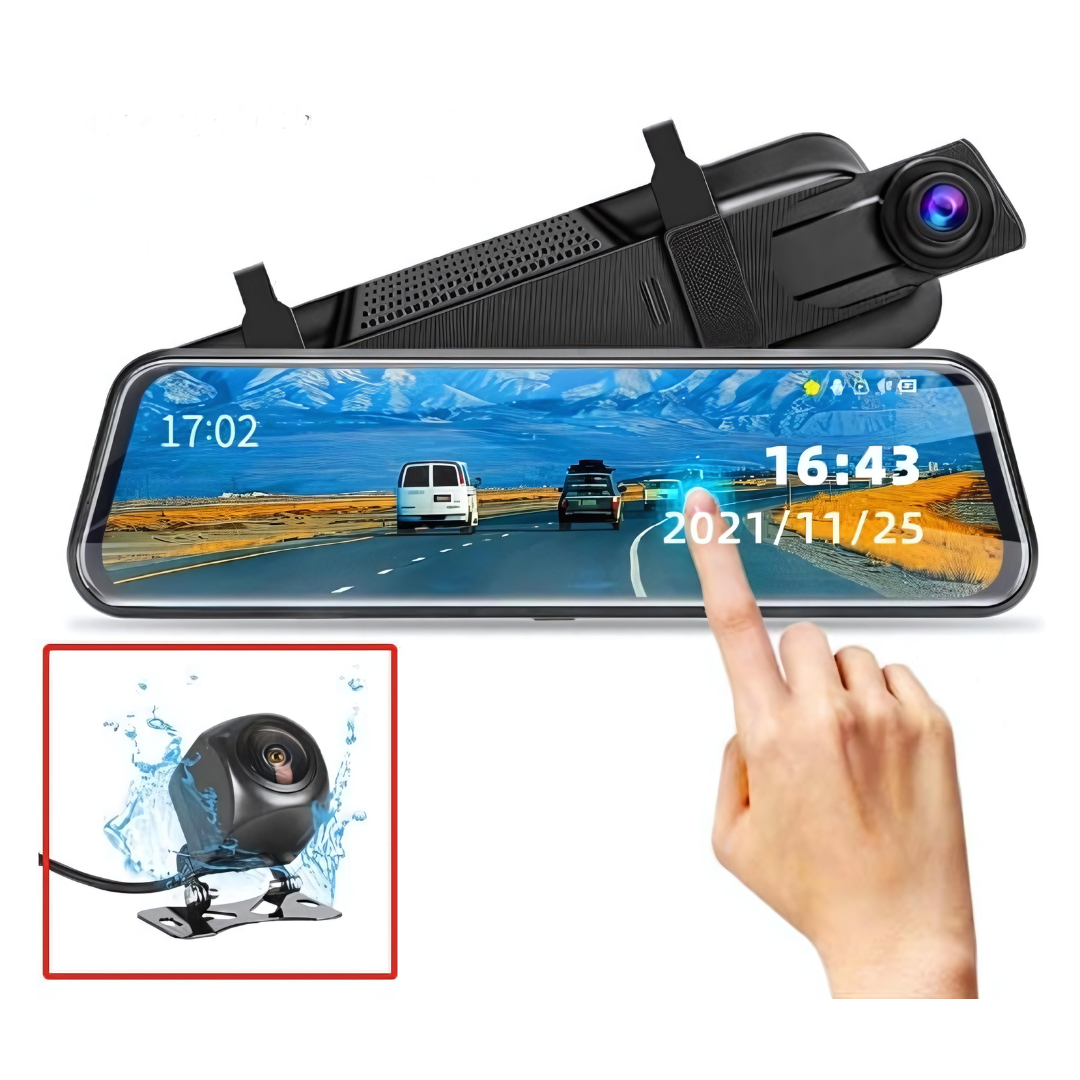 10 Inch Mirror Dash Cam Touch Screen 1080P Rear View Mirror Camera Front and Rear Dual Lens 24H Parking Monitor and Night Vision