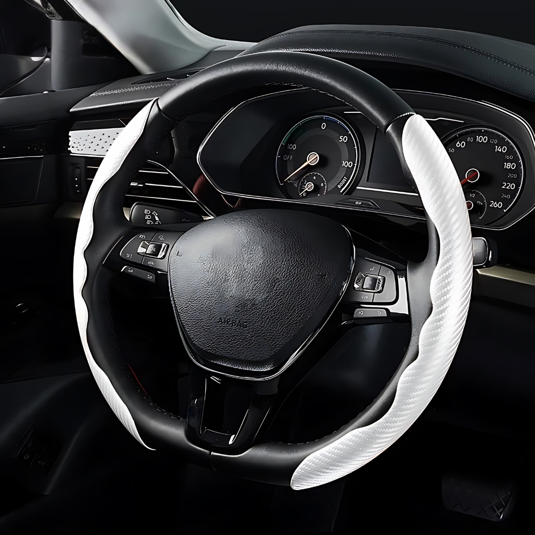 38 cm Universal Carbon Fiber Leather Car Steering Cover Ultra Thin Non-Slip