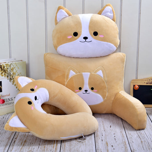 Adorable Corgi Cartoon Car Head Pillow, Neck Pillow, Lumbar Pillow