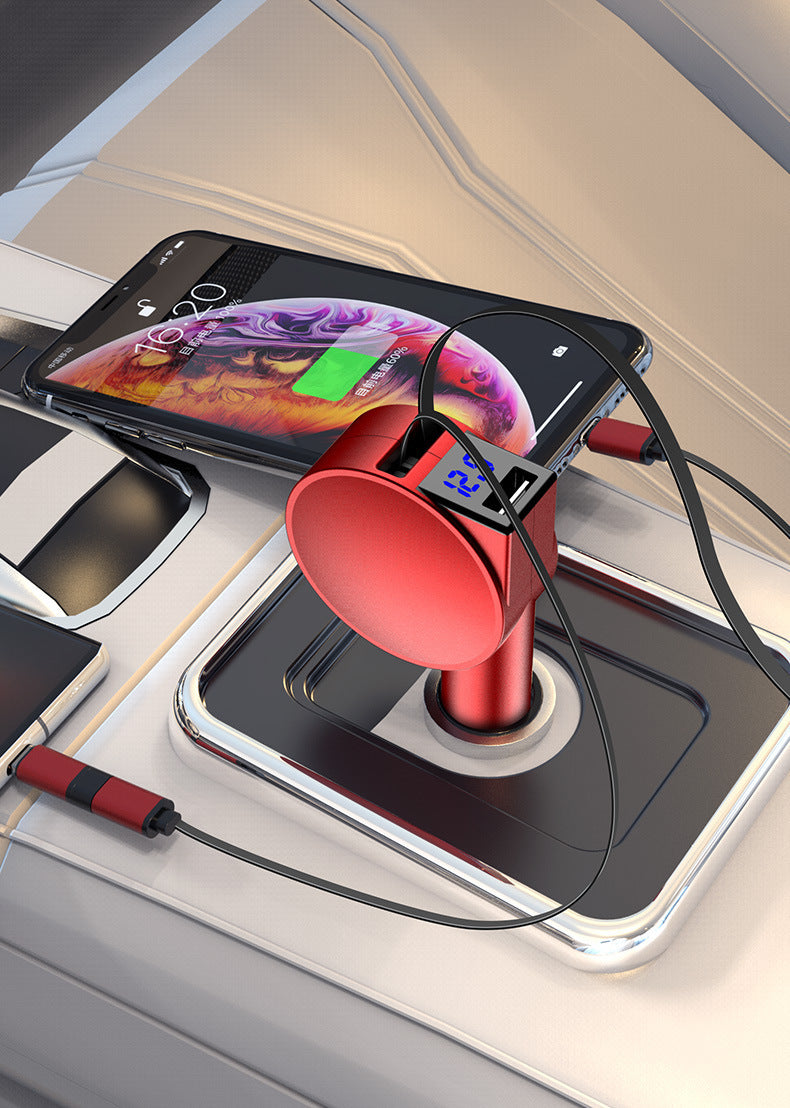 3-In-1 Fast Charging Retractable Car Charger