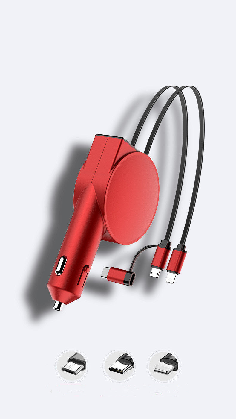 3-In-1 Fast Charging Retractable Car Charger
