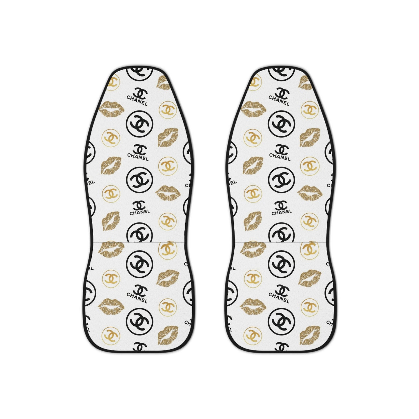Chanel Gold Kisses Car Seat Covers