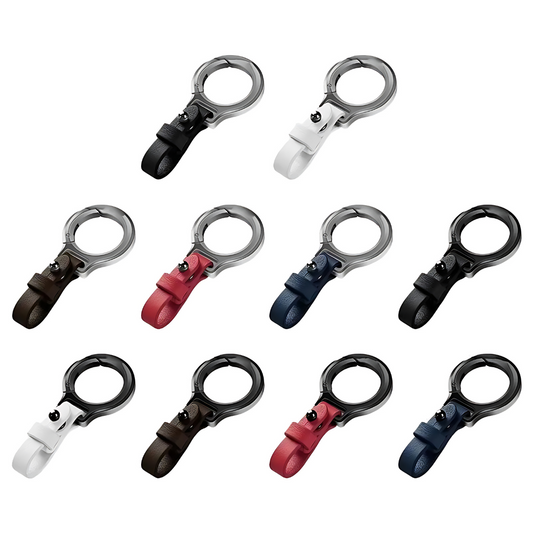 Titanium Alloy Car Keychain Cowhide Leather Waist Belt Buckle