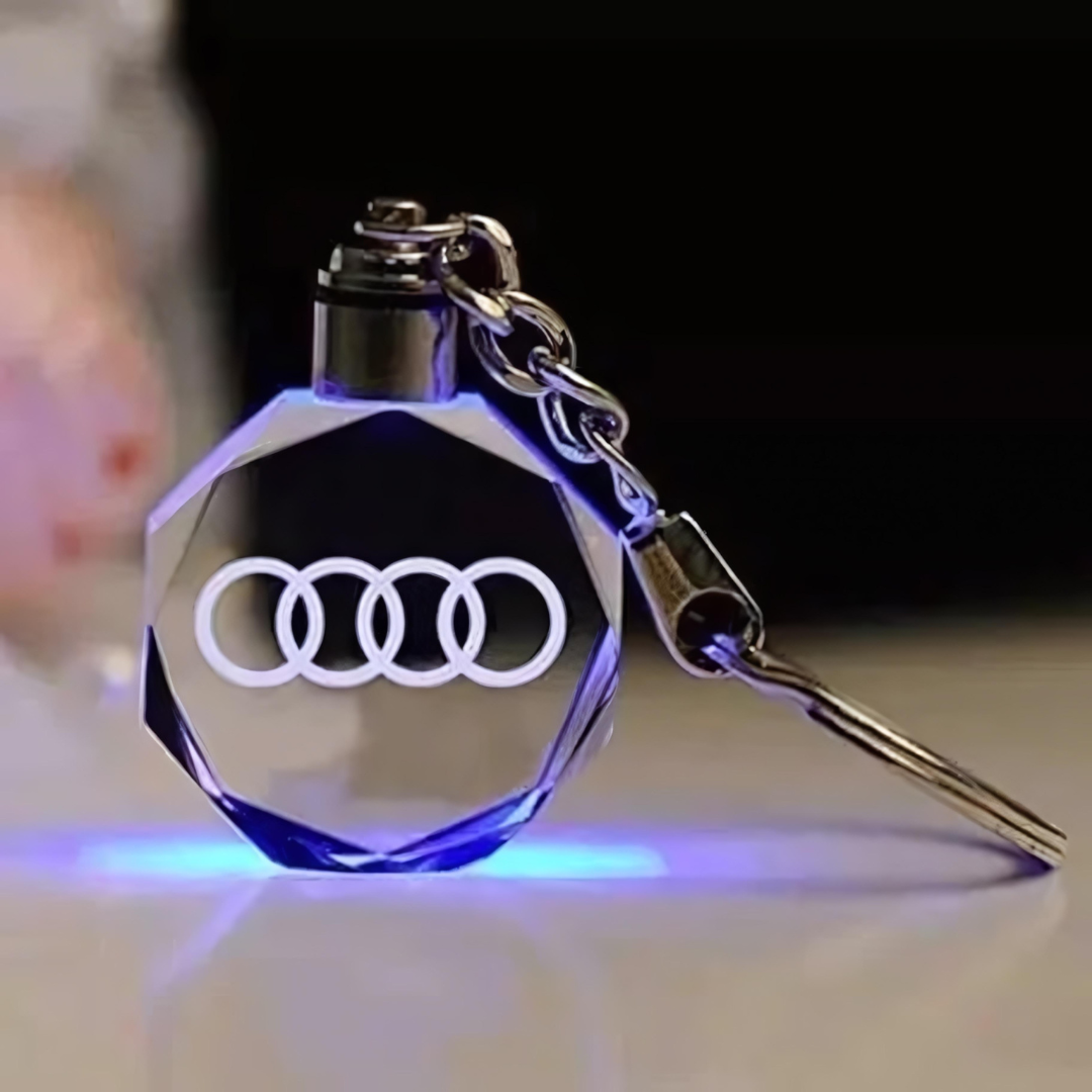 Custom Laser Engraved Car Logo Crystal LED Keychains