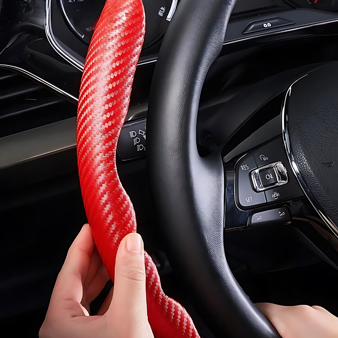 38 cm Universal Carbon Fiber Leather Car Steering Cover Ultra Thin Non-Slip