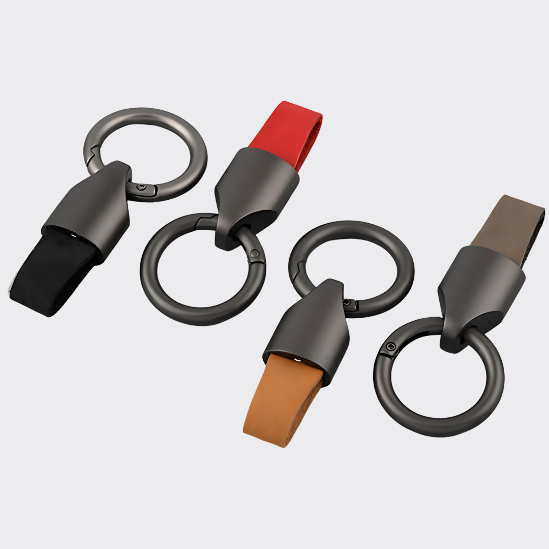 Leather Car Keychain Black Clasp