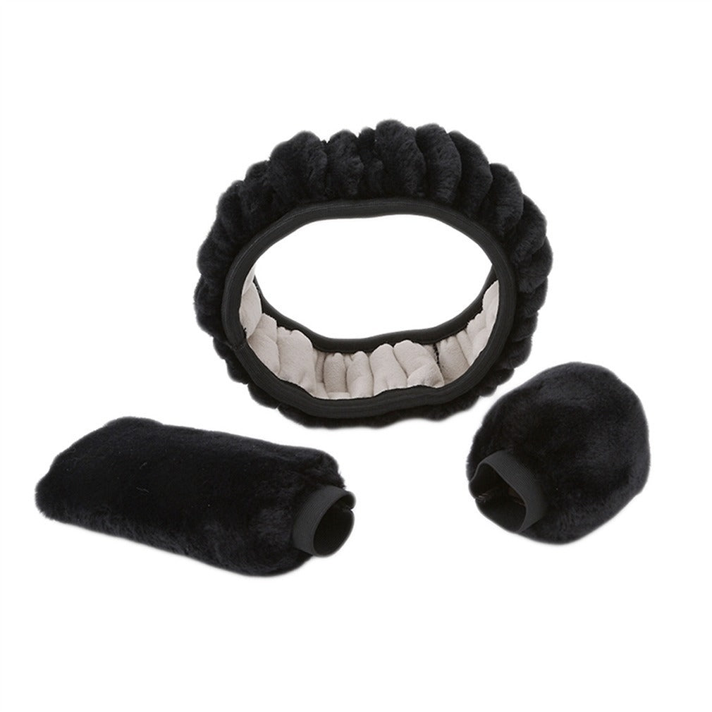 Winter Plush Car Steering Wheel Cover Set
