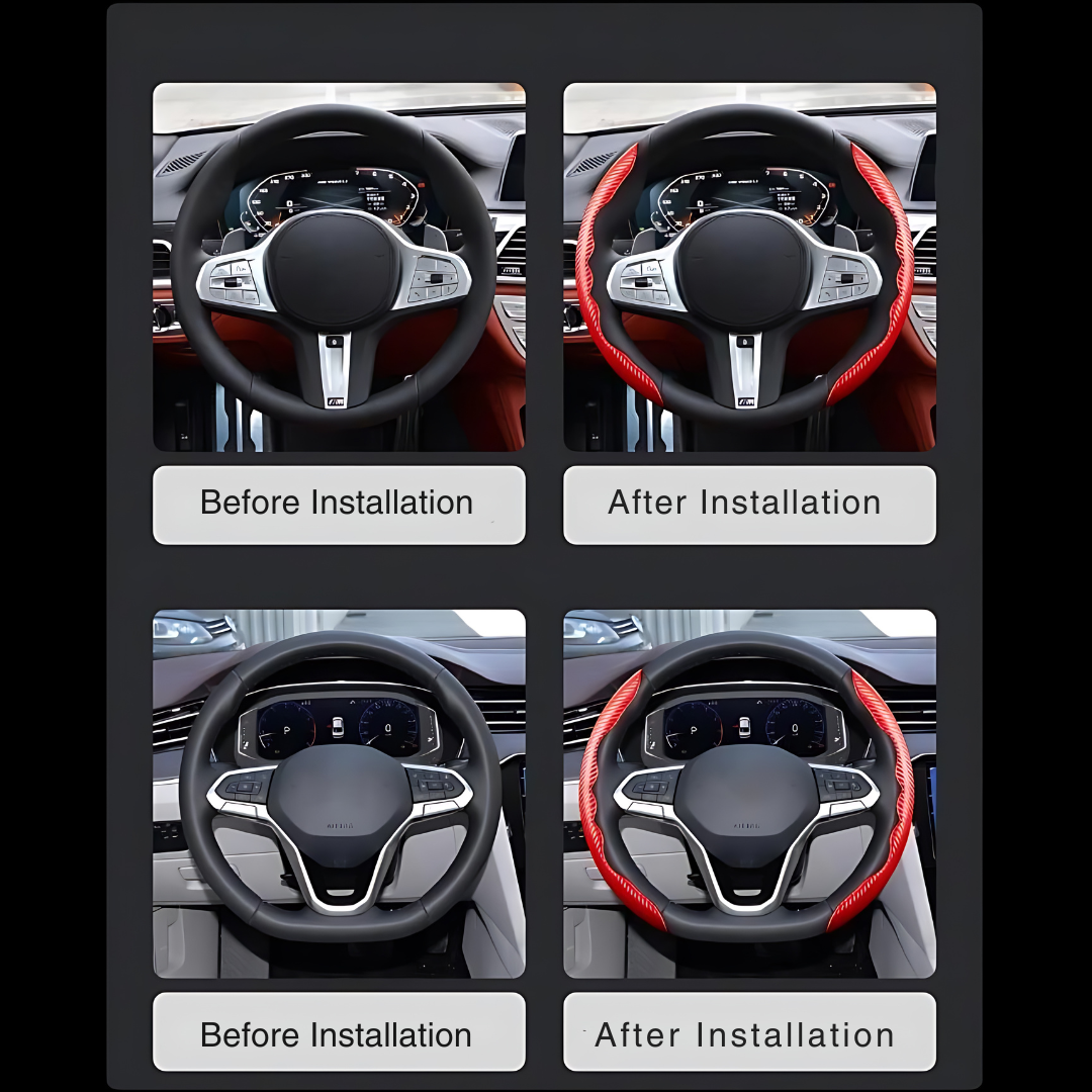 38 cm Universal Carbon Fiber Leather Car Steering Cover Ultra Thin Non-Slip