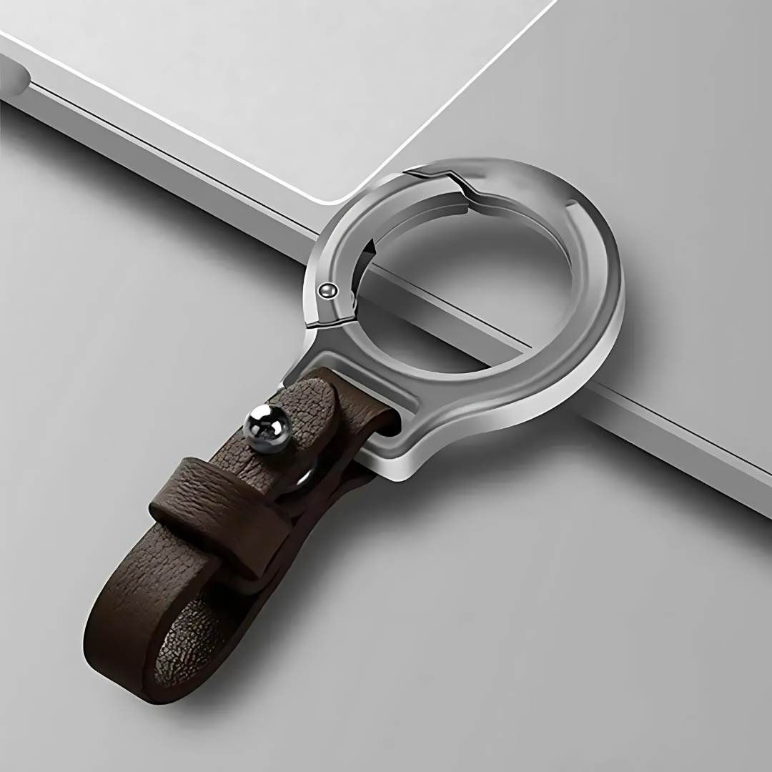 Titanium Alloy Car Keychain Cowhide Leather Waist Belt Buckle
