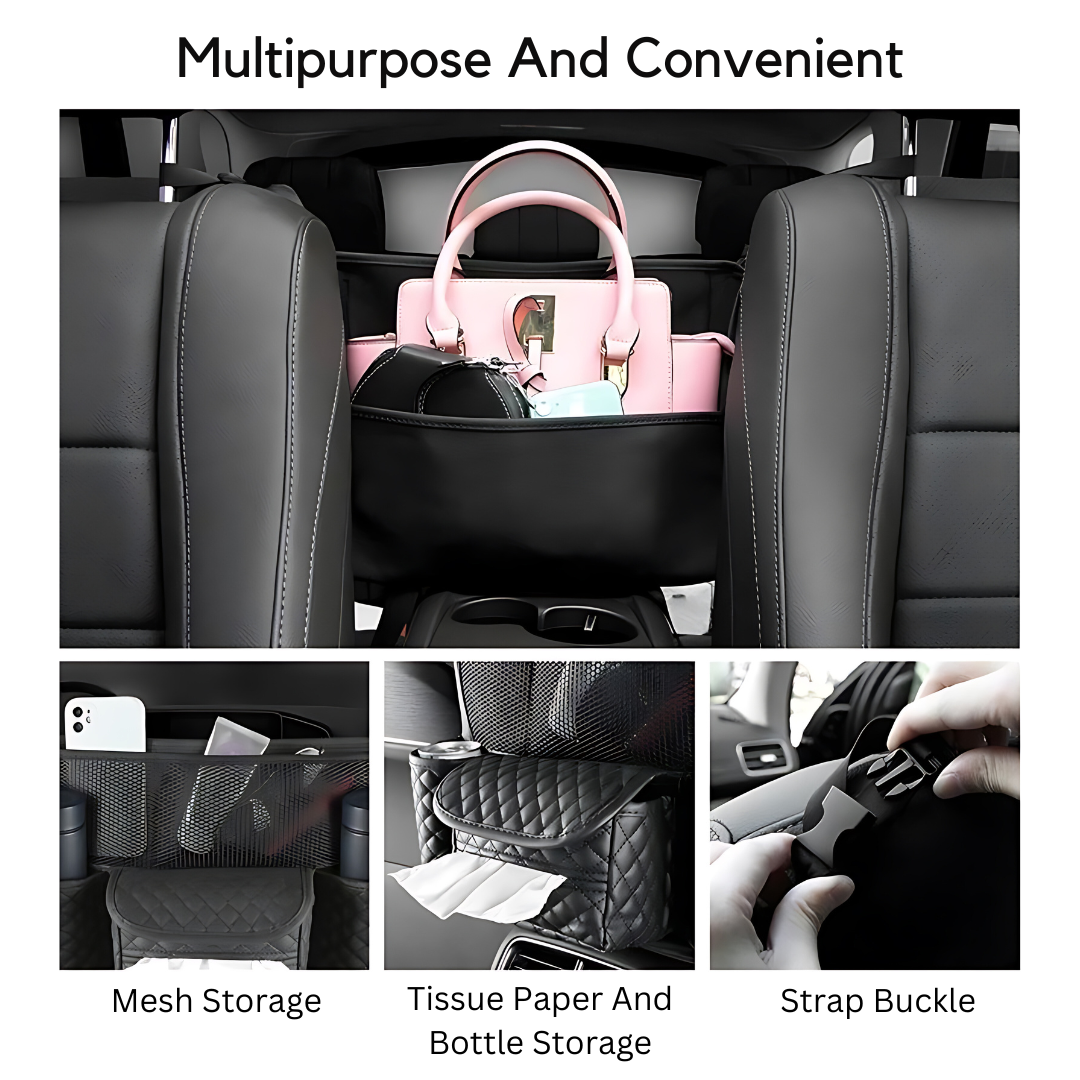 Car Seat Middle Hanger PU Leather Storage Bag
