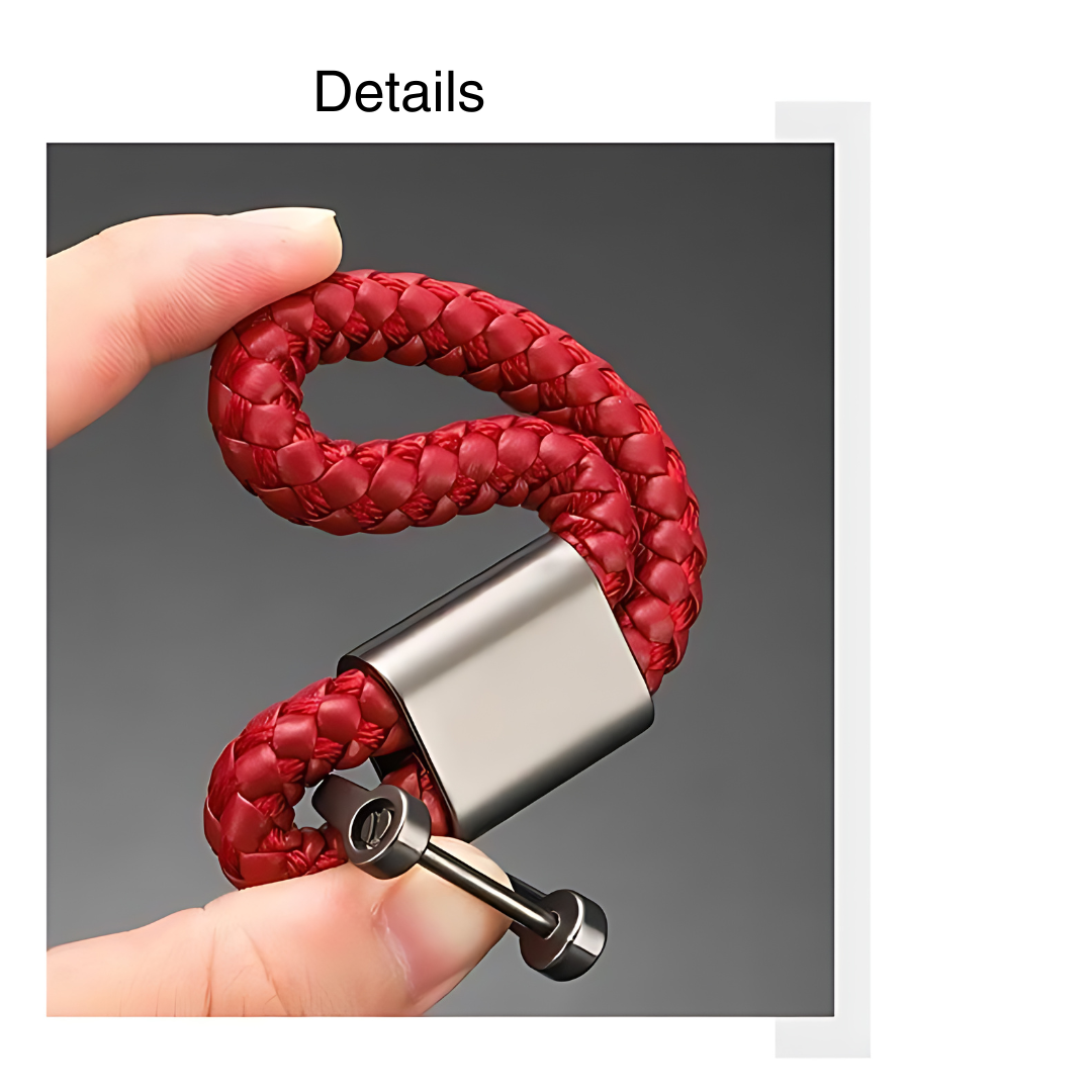 Custom Car Keychain Vintage Hand Woven Leather Rope