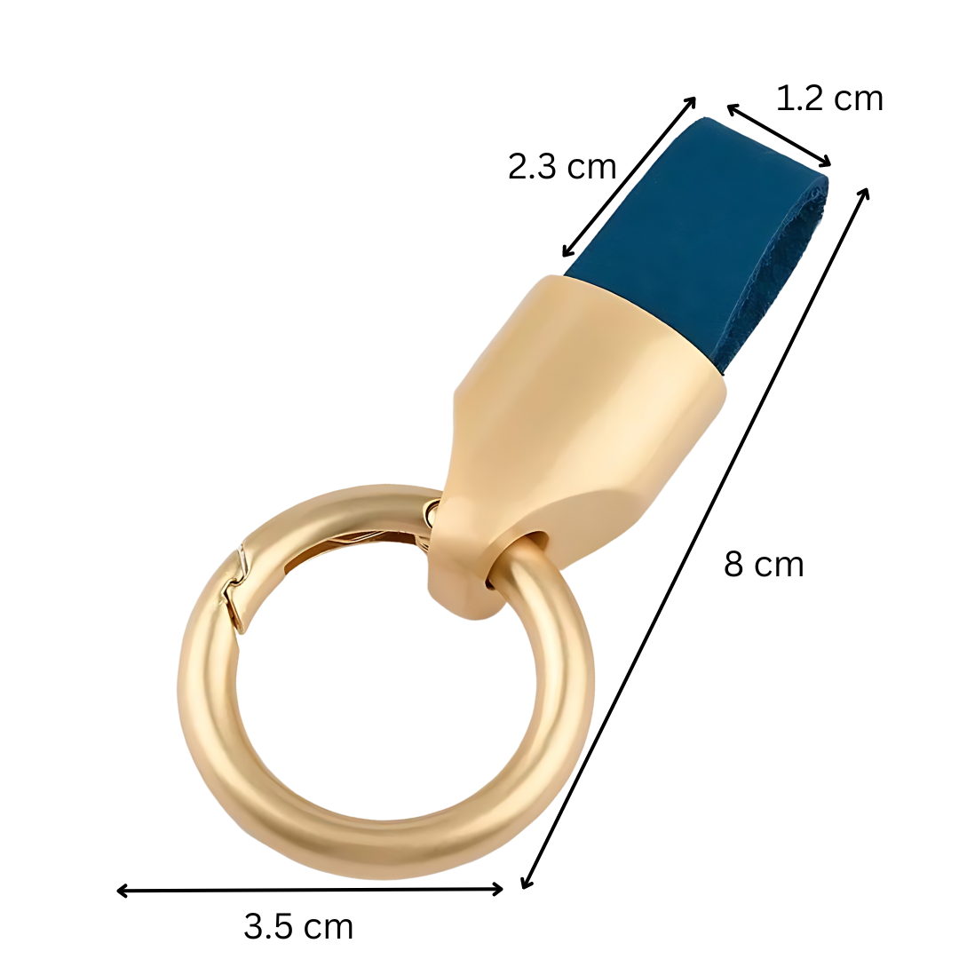 Leather Car Keychain Matte Gold Clasp