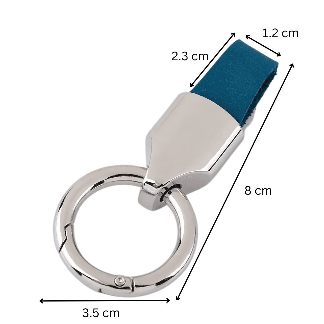 Leather Car Keychain Silver Clasp