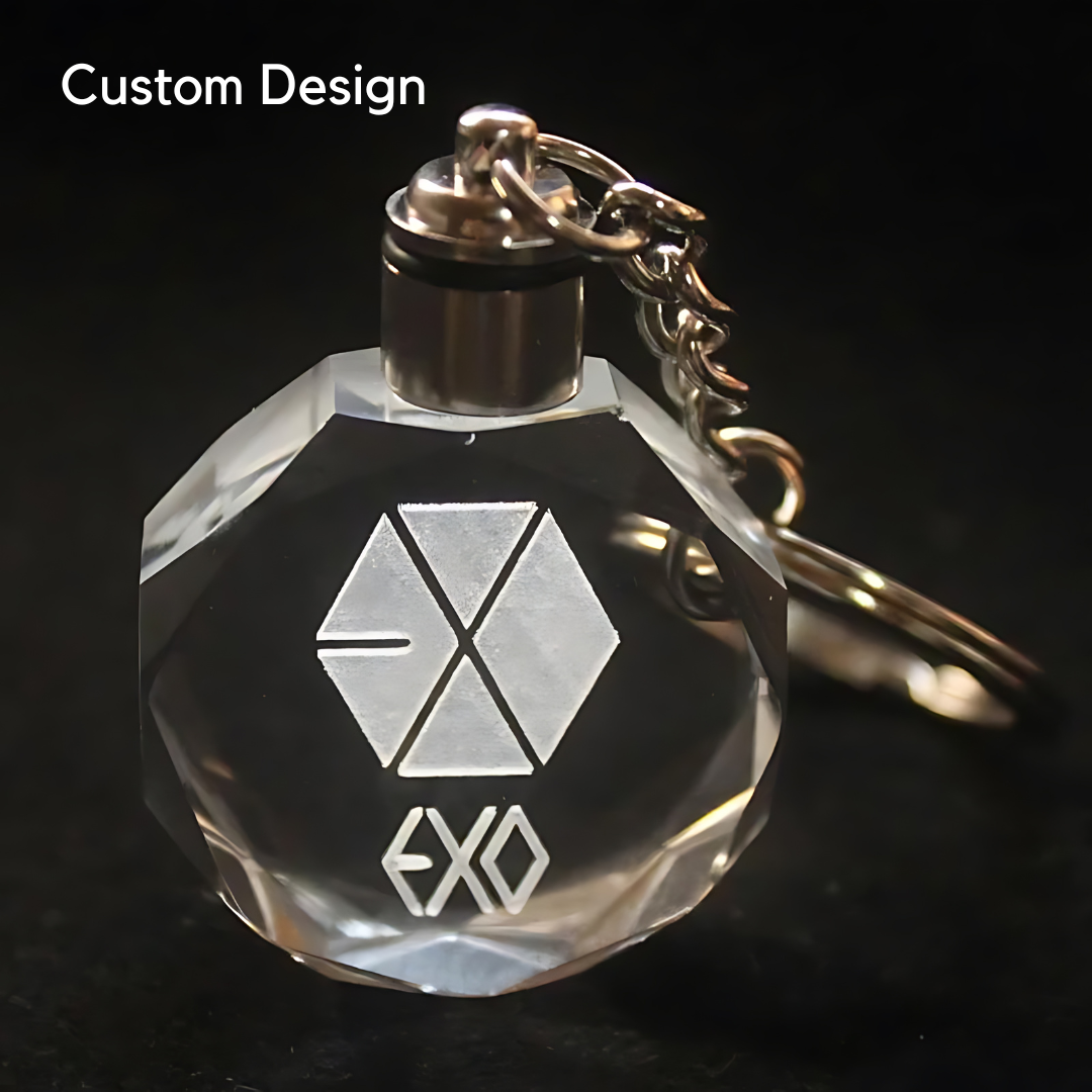 Custom Laser Engraved Car Logo Crystal LED Keychains
