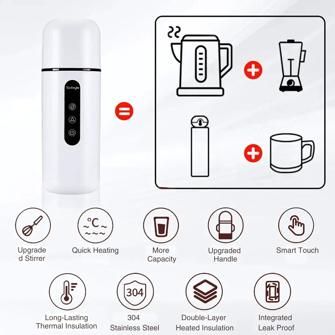 Smart Car Stainless Steel Magnetic Stirring Heating Travel Mug