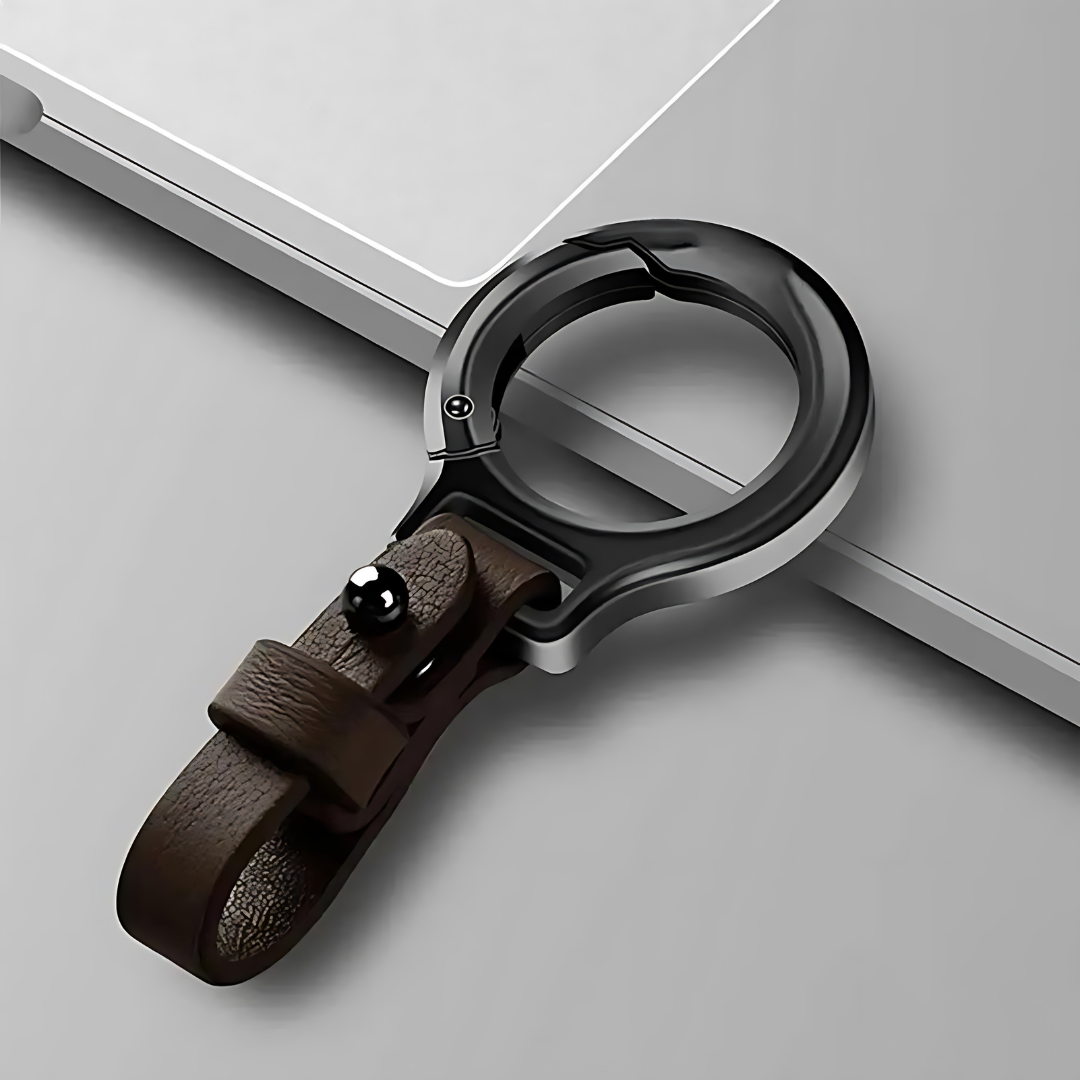 Titanium Alloy Car Keychain Cowhide Leather Waist Belt Buckle