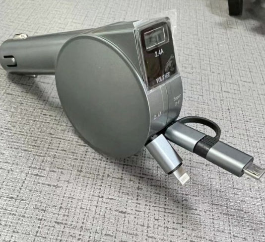 3-In-1 Fast Charging Retractable Car Charger