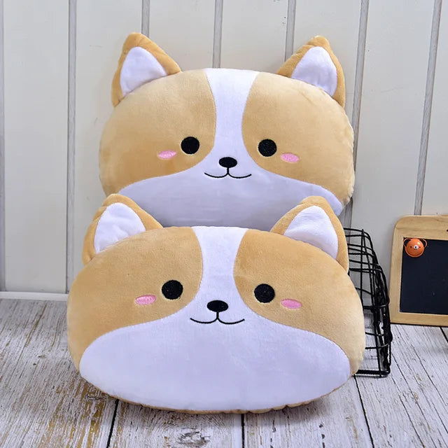 Adorable Corgi Cartoon Car Head Pillow, Neck Pillow, Lumbar Pillow