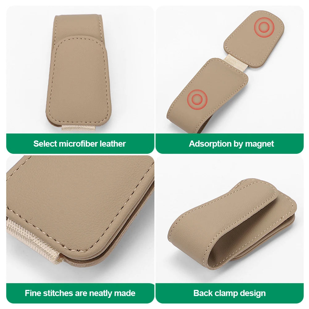 PU Leather Sunglasses Clip Card Ticket Holder