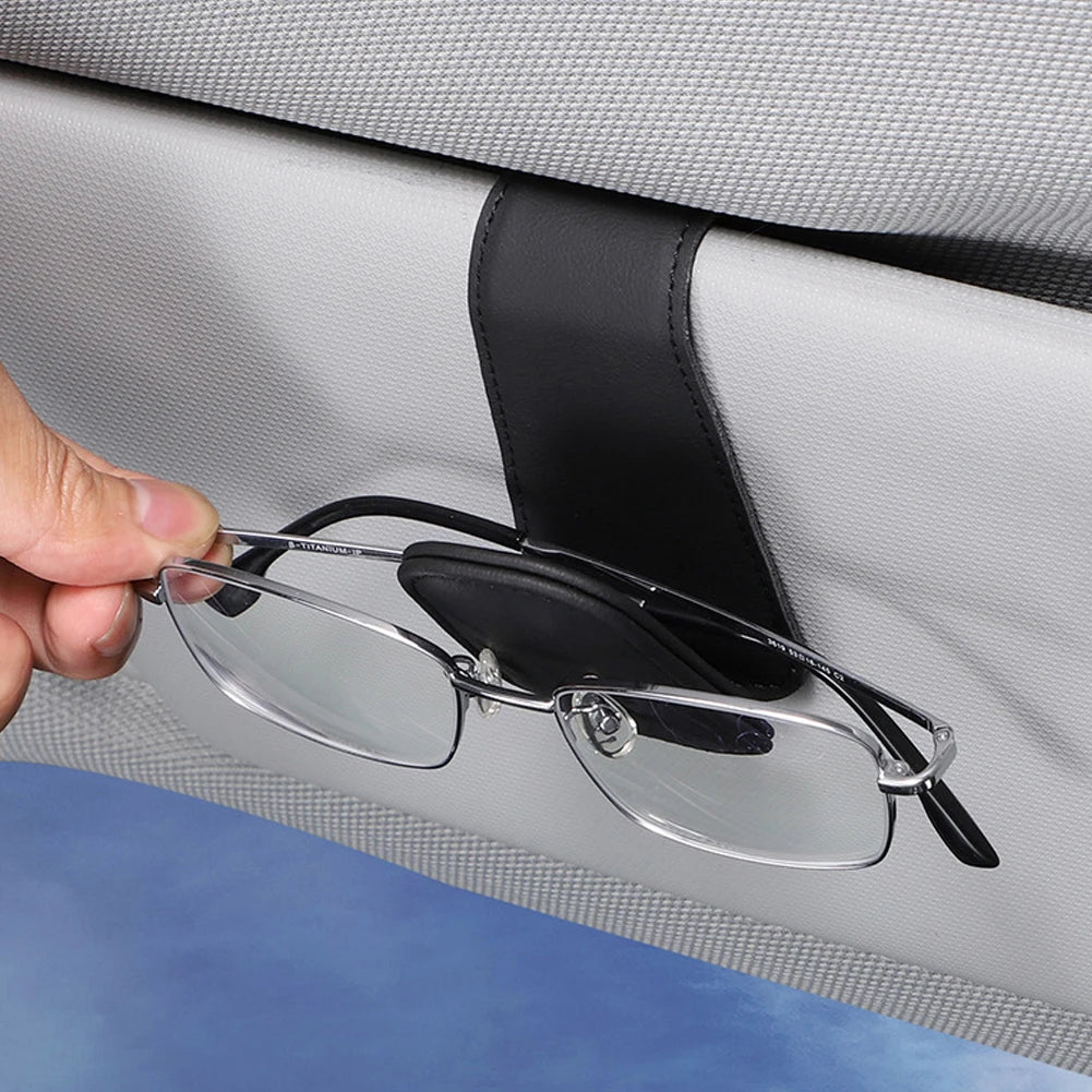 PU Leather Sunglasses Clip Card Ticket Holder