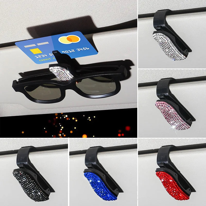 Sunglasses Sun Visor Clip Holder Rhinestone Bracket
