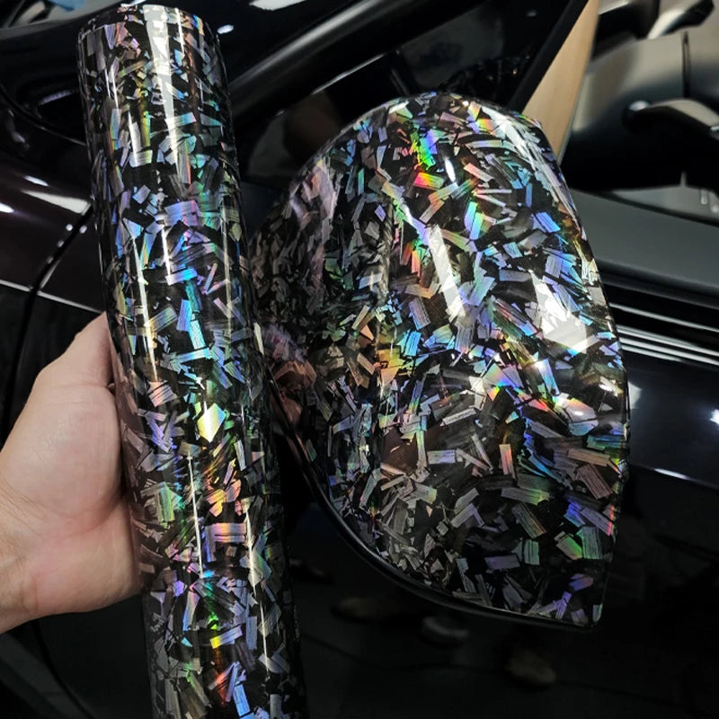 PET Glossy Holographic Carbon Vinyl Wraps