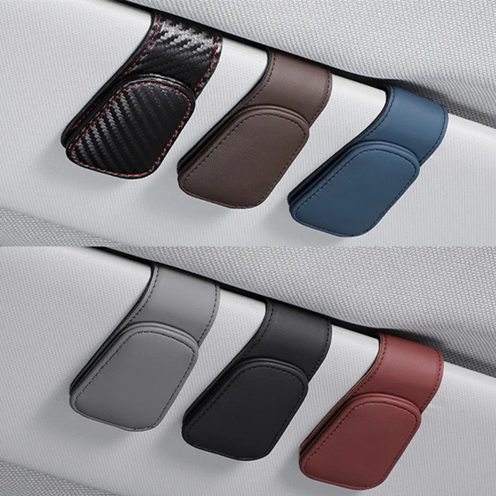 PU Leather Sunglasses Clip Card Ticket Holder