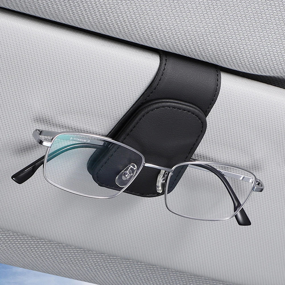 PU Leather Sunglasses Clip Card Ticket Holder