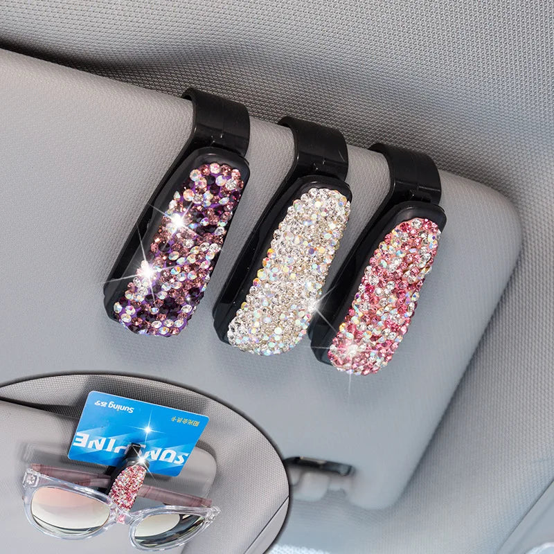 Sunglasses Sun Visor Clip Holder Rhinestone Bracket