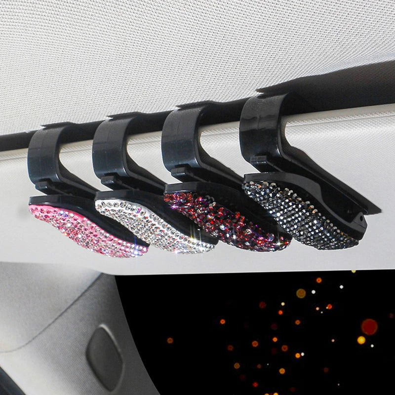 Sunglasses Sun Visor Clip Holder Rhinestone Bracket