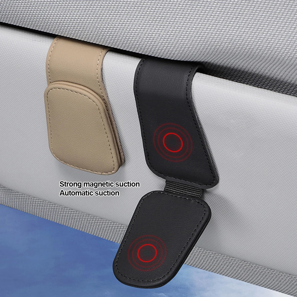 PU Leather Sunglasses Clip Card Ticket Holder