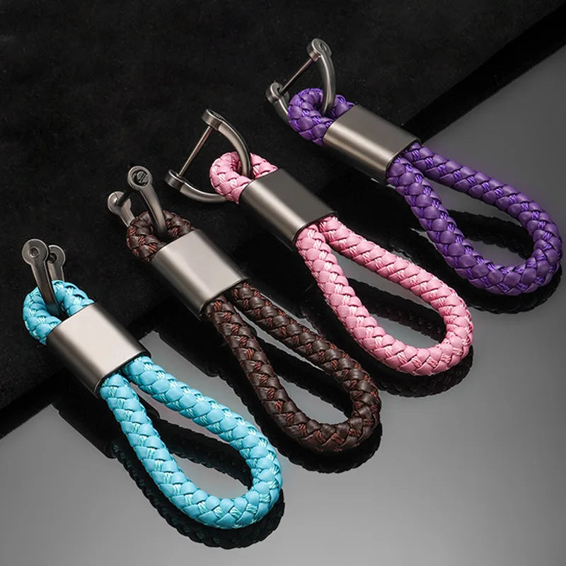 Custom Car Keychain Vintage Hand Woven Leather Rope