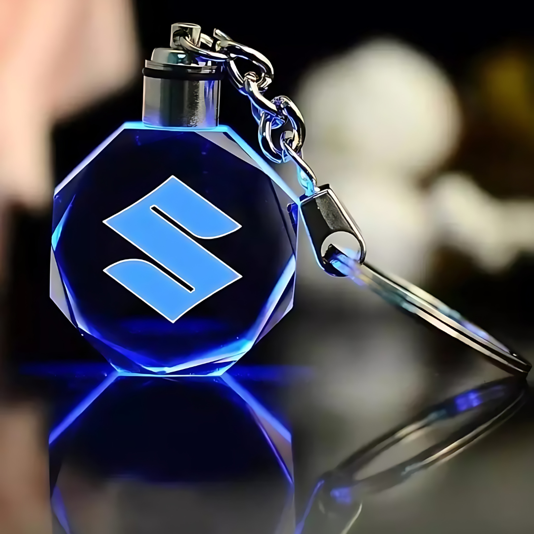 Custom Laser Engraved Car Logo Crystal LED Keychains