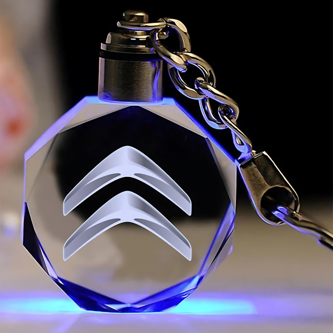 Custom Laser Engraved Car Logo Crystal LED Keychains
