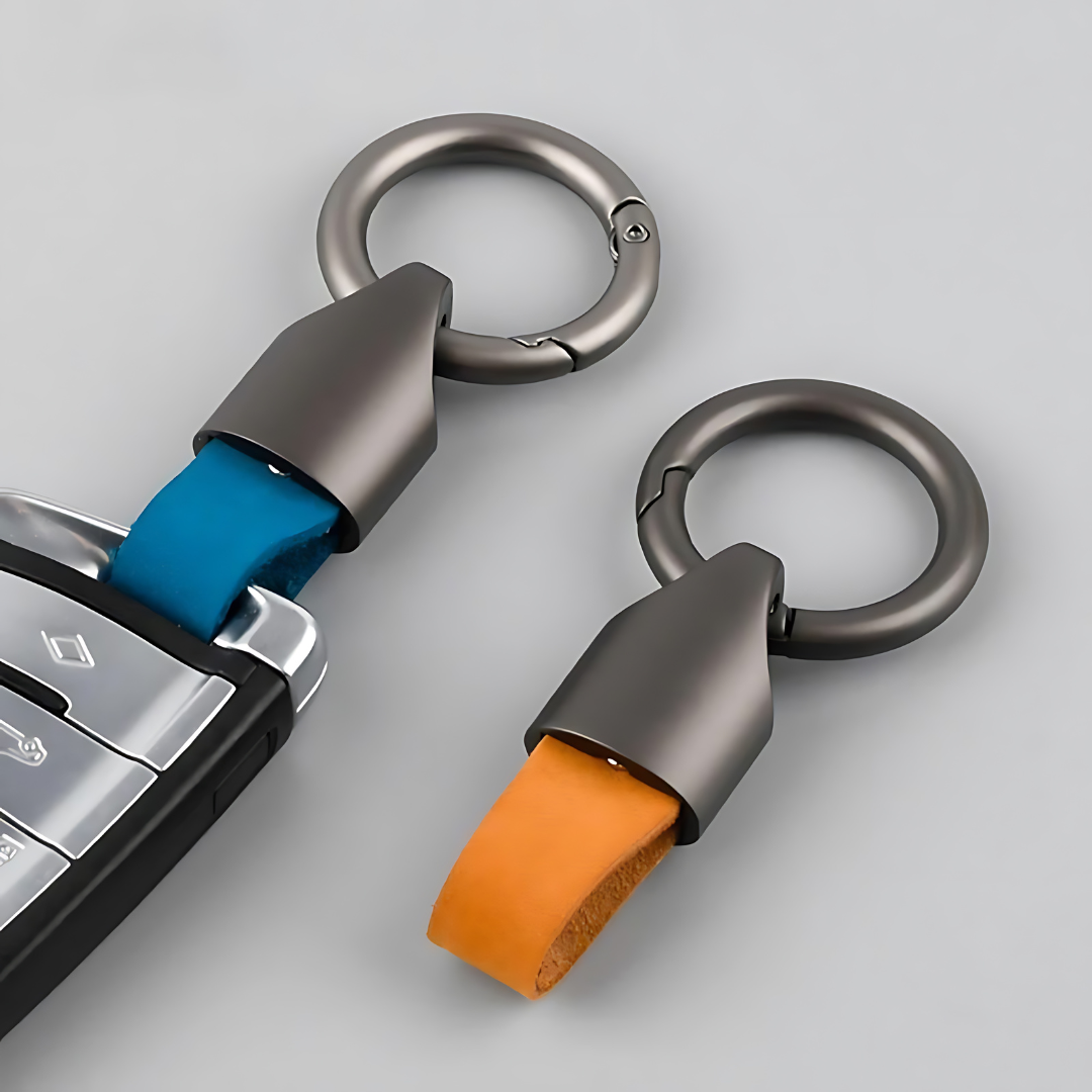 Leather Car Keychain Black Clasp