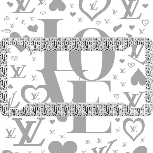 Love Louis Vuitton Black And White License Plate Frame
