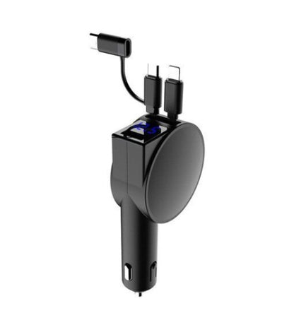 3-In-1 Fast Charging Retractable Car Charger