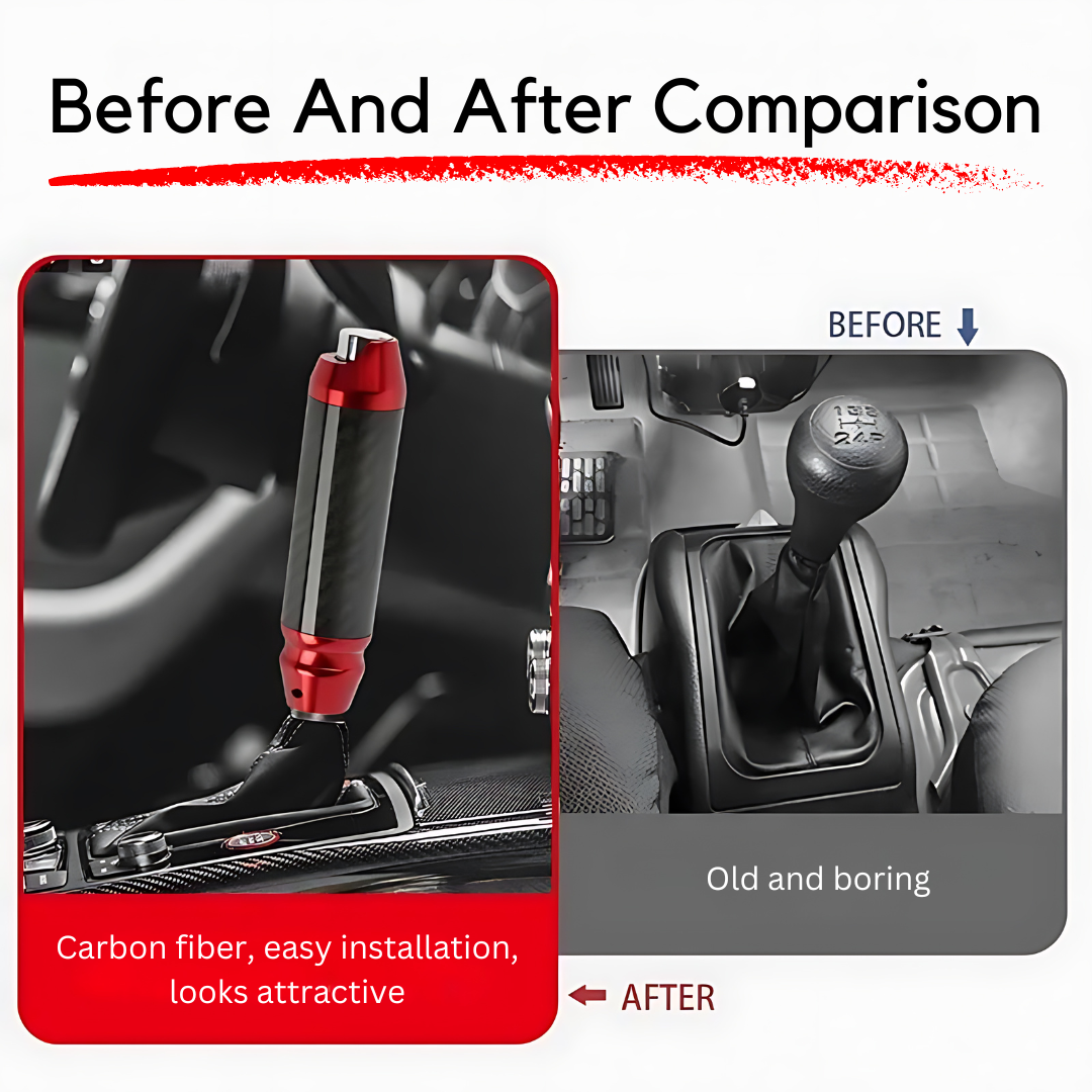 Automatic Carbon Fiber Wrap Gear Shift Knob With Button
