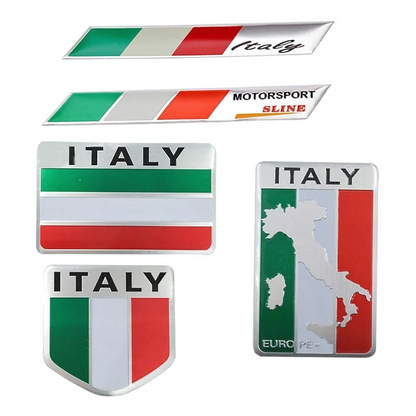 3D Metal Aluminum Italian Italy Flag Car Emblem Badges
