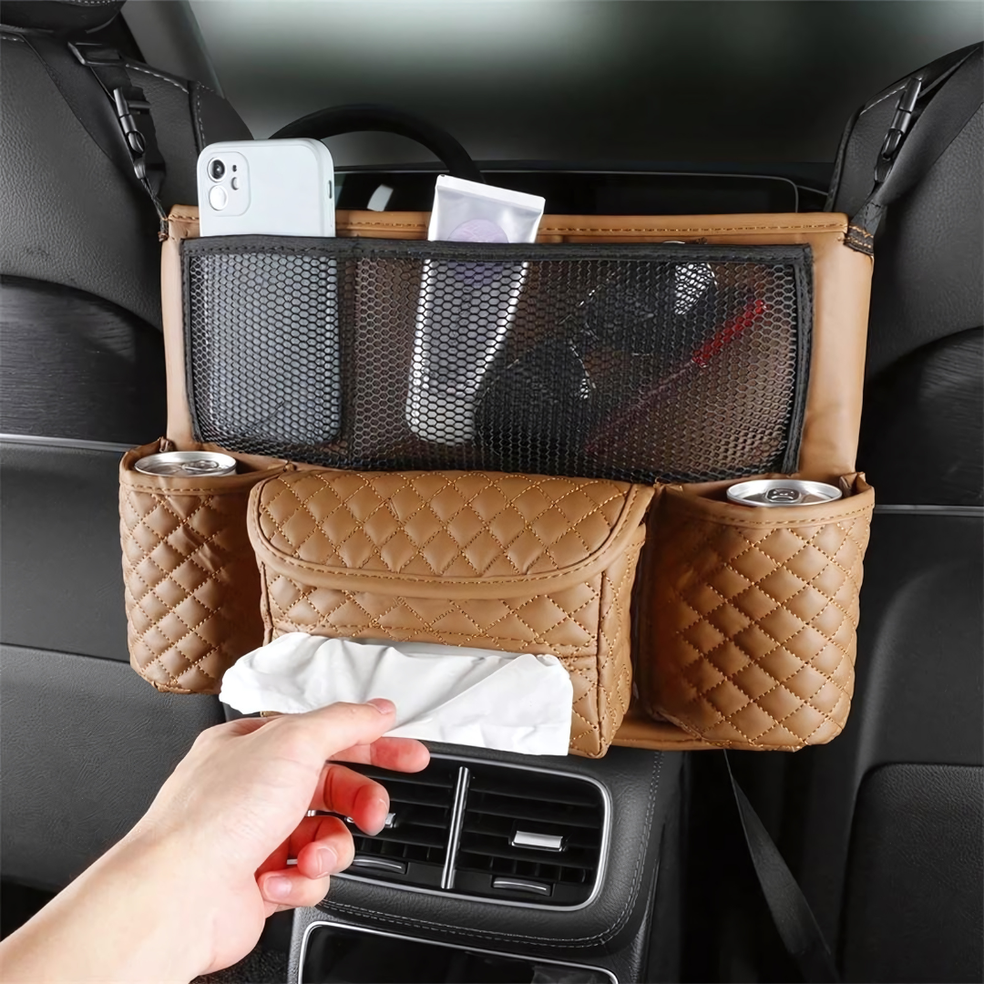 Car Seat Middle Hanger PU Leather Storage Bag