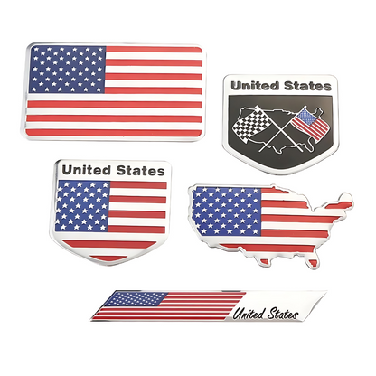 3D Metal Aluminum USA America Flag Car Badge Emblems
