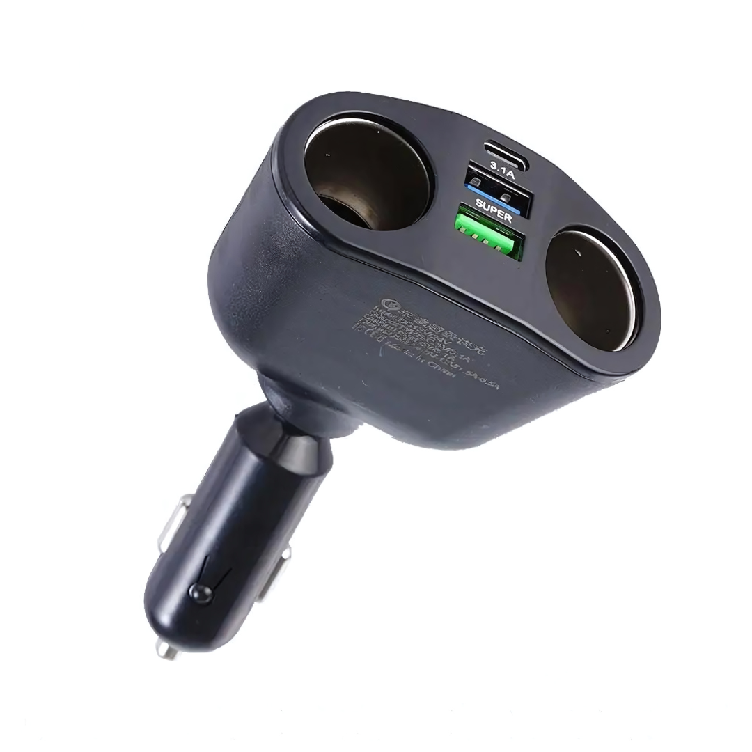 5-In-1 Car Charger Cigarette Lighter Socket Splitter 1 PD USB Charging Ports