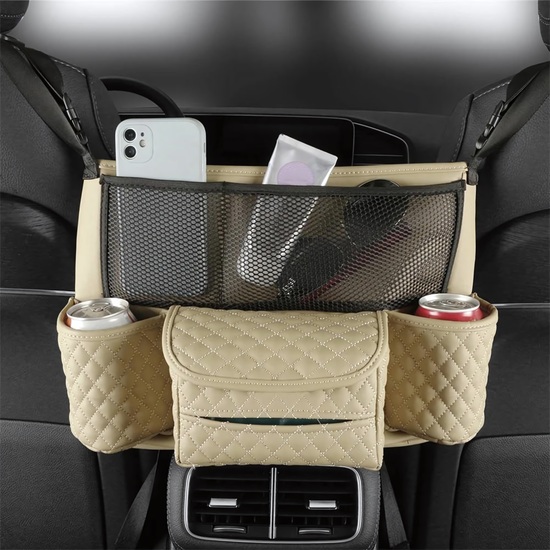 Car Seat Middle Hanger PU Leather Storage Bag
