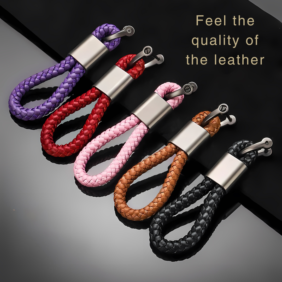 Custom Car Keychain Vintage Hand Woven Leather Rope