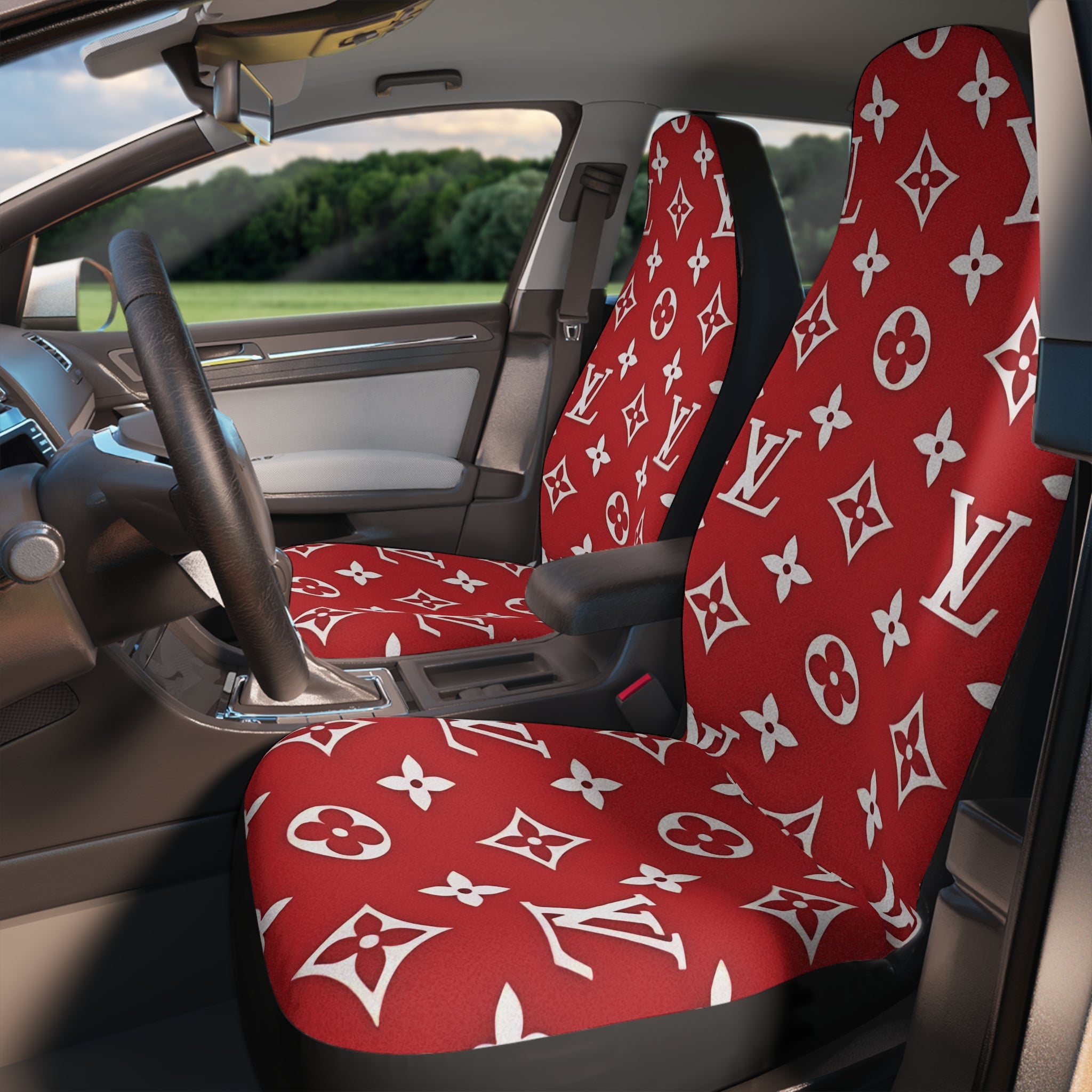 Louis Vuitton Red Car Seat Covers