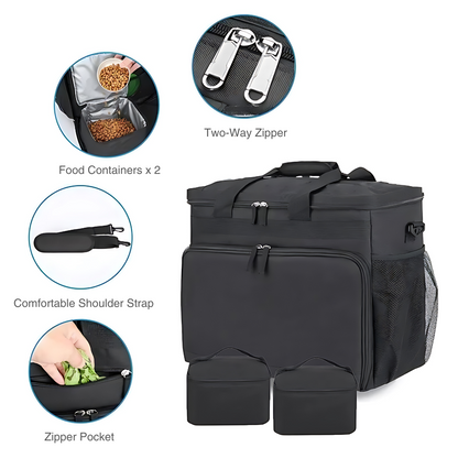 All-In-One Pet Travel Bag With 2 Food Carrier Bags