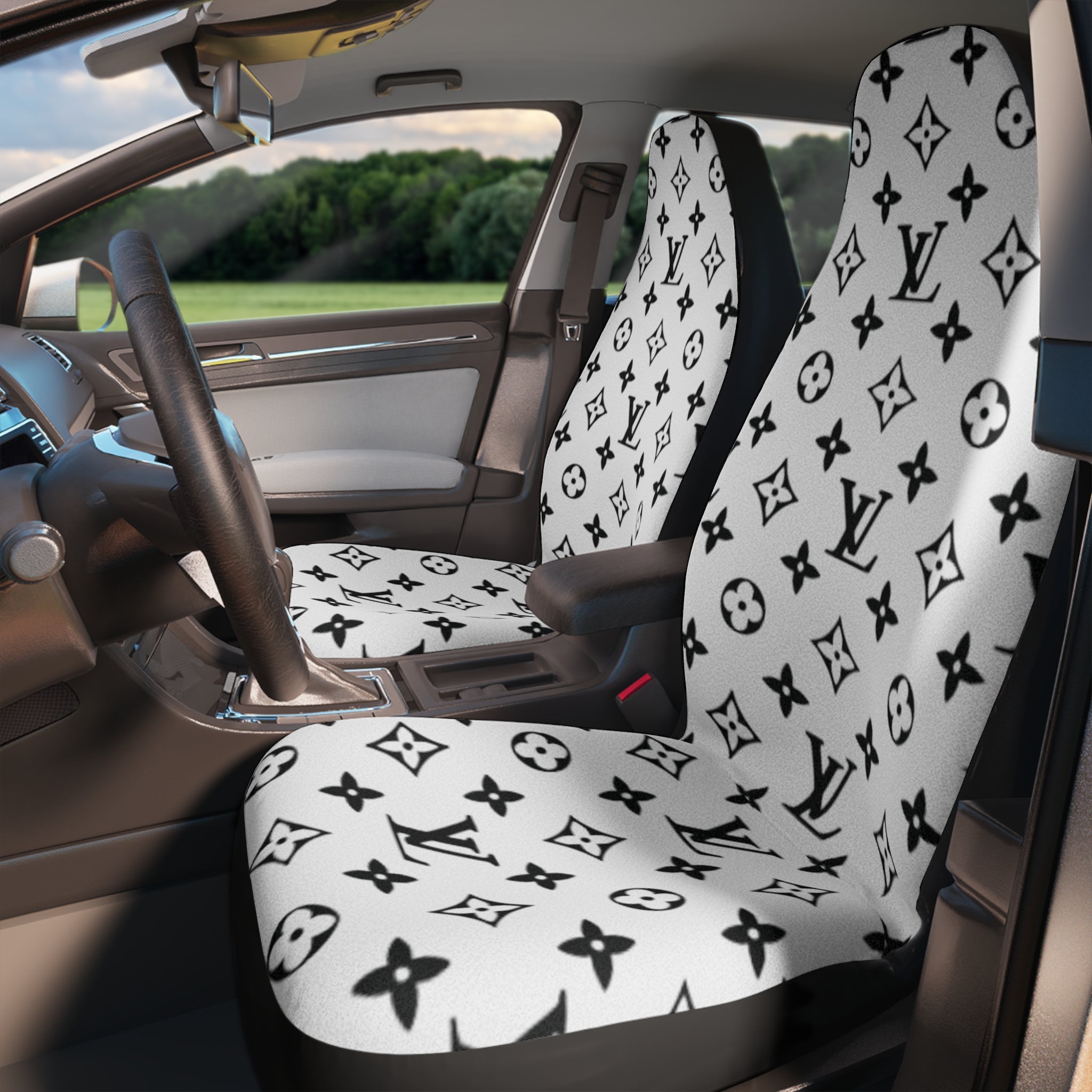 Louis Vuitton Black And White Car Seat Covers